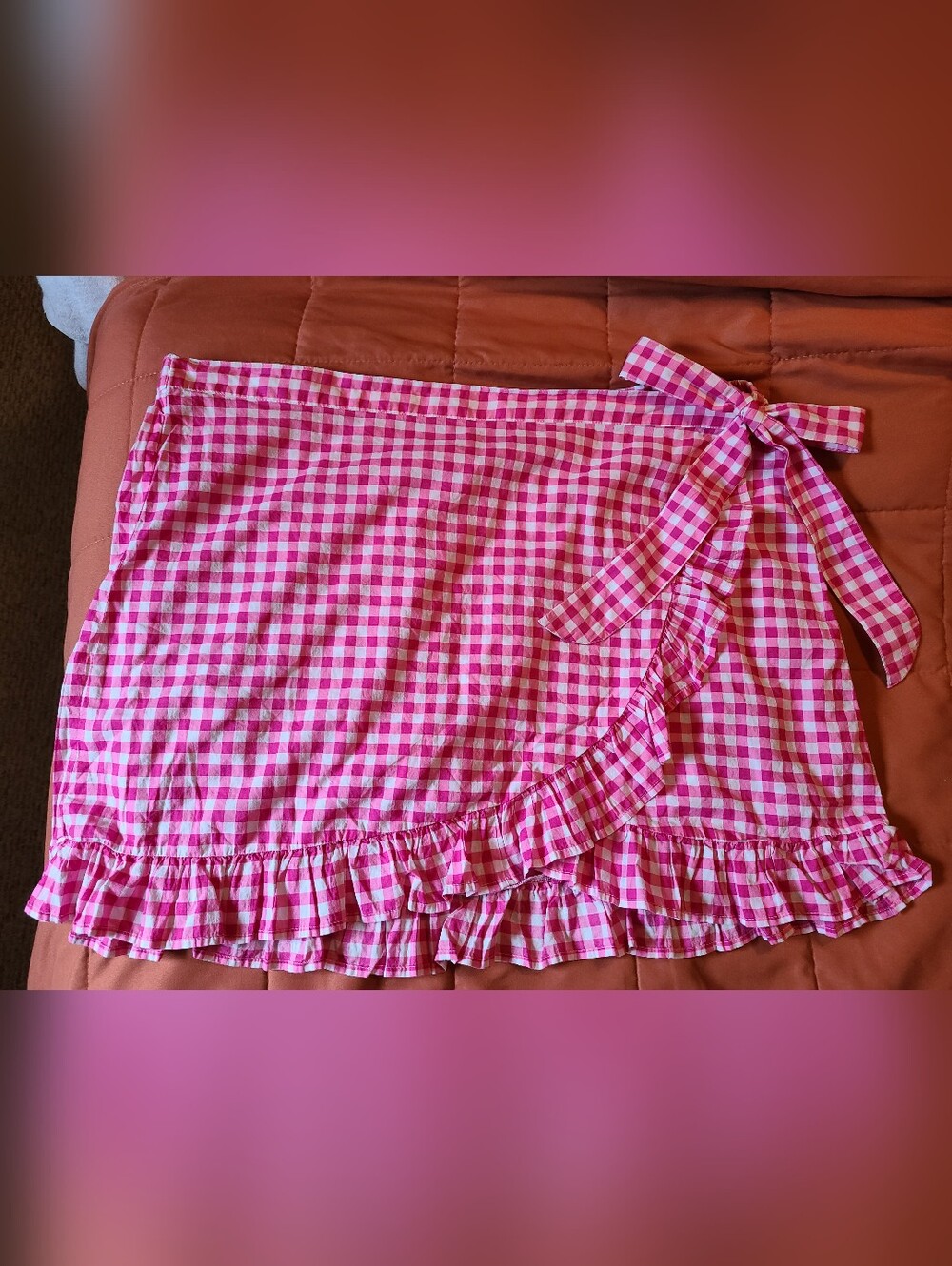J Crew Pink Gingham Skirt/Swimsuit Coverup